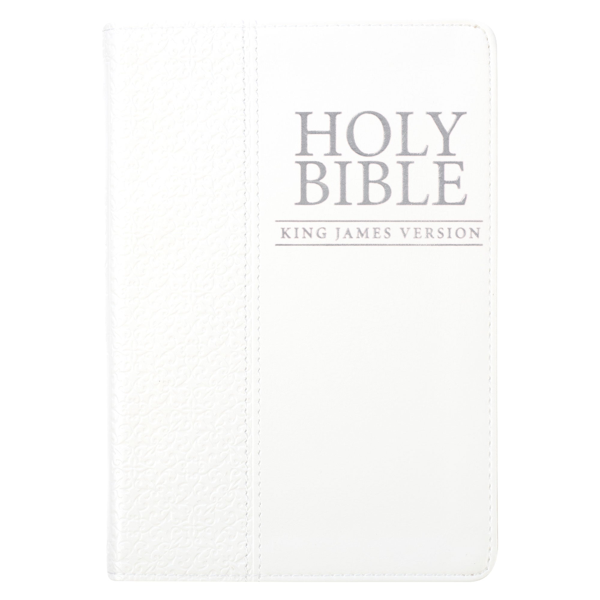 White Faux Leather Compact King James Version Bible – Christian Art Gifts