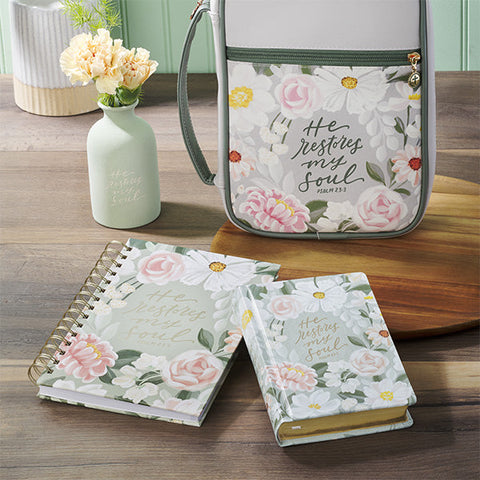 He Restores My Soul Green Floral Garden