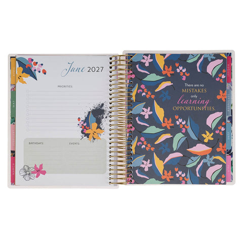 2027 Thankful Grateful Blessed 18-Month Spiral Planner with Elastic Closure