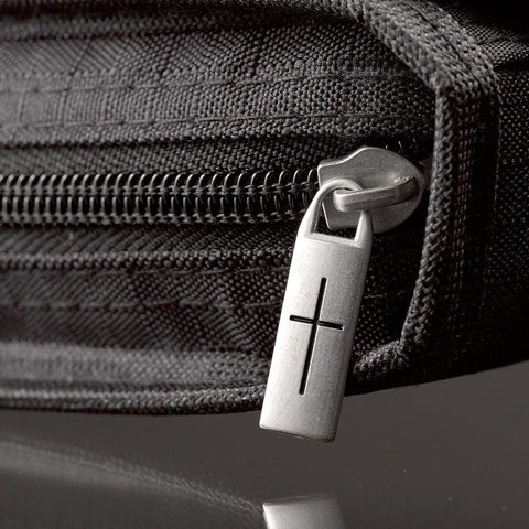 Black Polyester Tri-fold Organizer Bible Cover