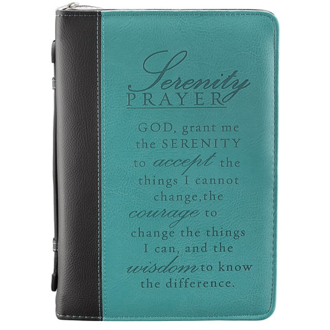 Serenity Prayer Two-tone Aqua Faux Leather Classic Bible Cover