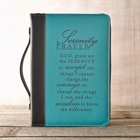 Serenity Prayer Two-tone Aqua Faux Leather Classic Bible Cover