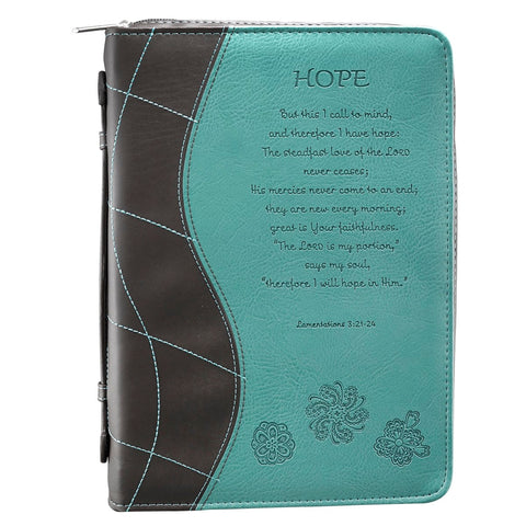 Hope Turquoise Faux Leather Bible Cover - Lamentations 3:21-24