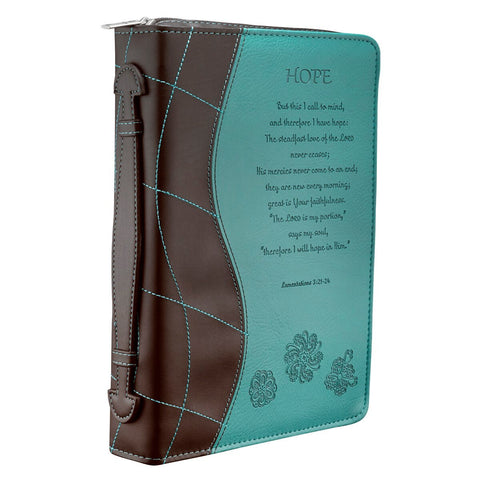 Hope Turquoise Faux Leather Bible Cover - Lamentations 3:21-24