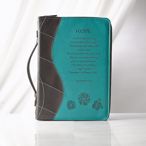 Hope Turquoise Faux Leather Bible Cover - Lamentations 3:21-24