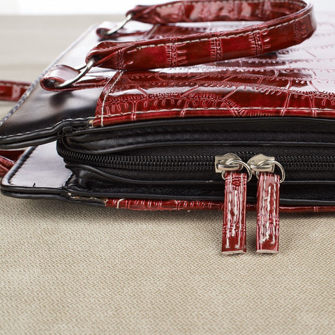 Burgundy Crocodile Embossed Purse-style Fashion Bible Cover