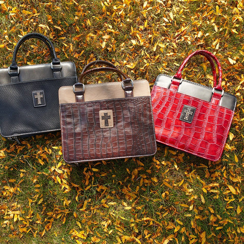 Burgundy Crocodile Embossed Purse-style Fashion Bible Cover