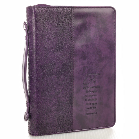 Funda para Biblias Fe, Morado – Hebreos 11:1