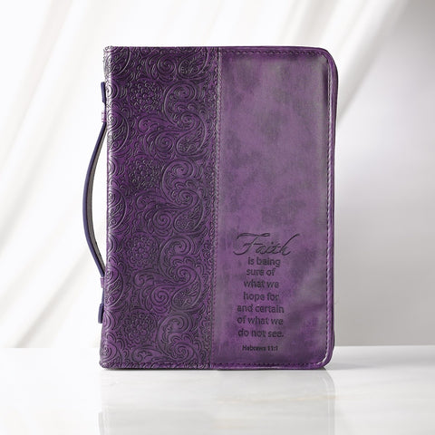 Faith Purple Faux Leather Fashion Bible Cover - Hebrews 11:1