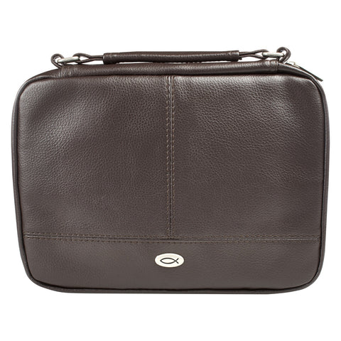Two-fold Brown Faux Leather Organizer Bible Cover
