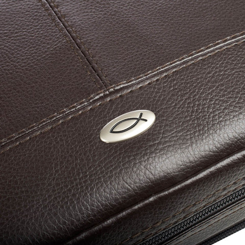 Two-fold Brown Faux Leather Organizer Bible Cover