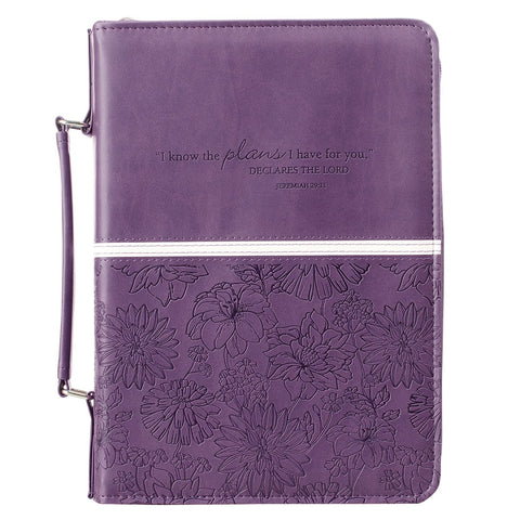 I Know the Plans Purple Floral Faux Leather Fashion Bible Cover - Jeremiah 29:11