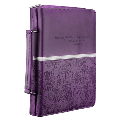 I Know the Plans Purple Floral Faux Leather Fashion Bible Cover - Jeremiah 29:11