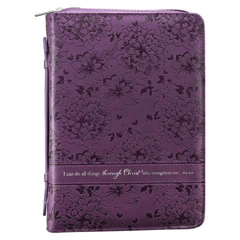I Can Do All Things Purple Faux Leather Fashion Bible Cover - Philippians 4:13