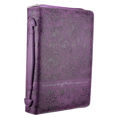 I Can Do All Things Purple Faux Leather Fashion Bible Cover - Philippians 4:13