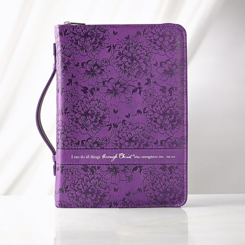 I Can Do All Things Purple Faux Leather Fashion Bible Cover - Philippians 4:13
