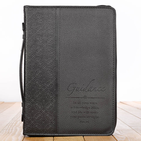 Guidance Black Faux Leather Classic Bible Cover - Proverbs 3:6