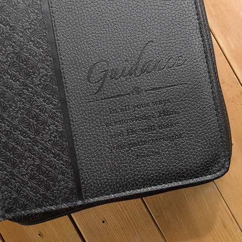 Guidance Black Faux Leather Classic Bible Cover - Proverbs 3:6