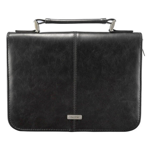 Faith Black Faux Leather Classic Bible Cover