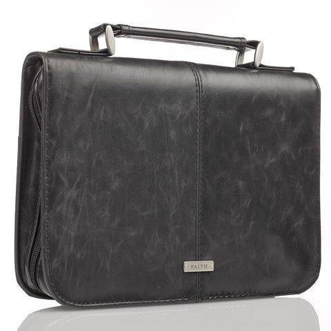 Faith Black Faux Leather Classic Bible Cover
