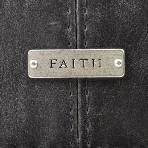 Faith Black Faux Leather Classic Bible Cover