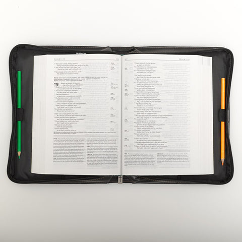 I Will Strengthen You Black and Brown Faux Leather Classic Bible Cover - Isaiah 41:10