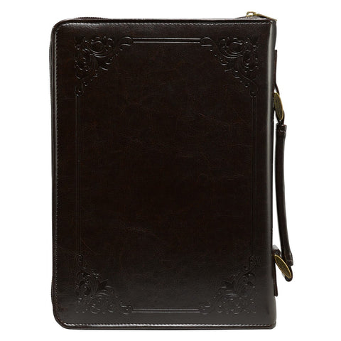The Holy Bible Dark Brown Faux Leather Classic Bible Cover