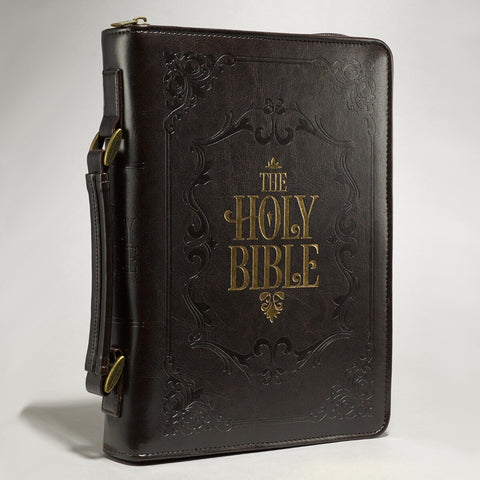 The Holy Bible Dark Brown Faux Leather Classic Bible Cover