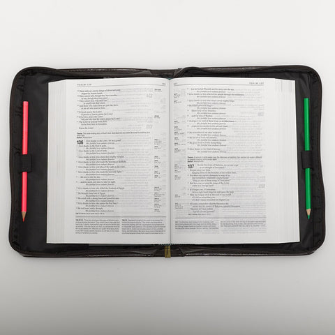 The Holy Bible Dark Brown Faux Leather Classic Bible Cover