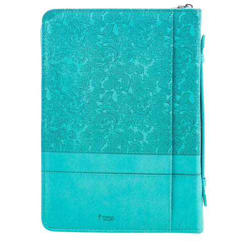 Everlasting Love Turquoise Faux Leather  Fashion Bible Cover - Jeremiah 31:3