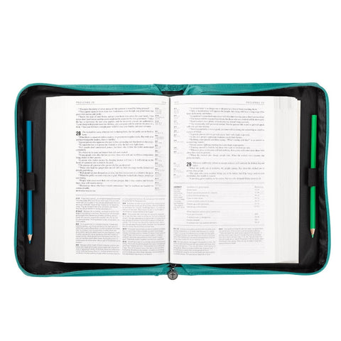 Everlasting Love Turquoise Faux Leather  Fashion Bible Cover - Jeremiah 31:3