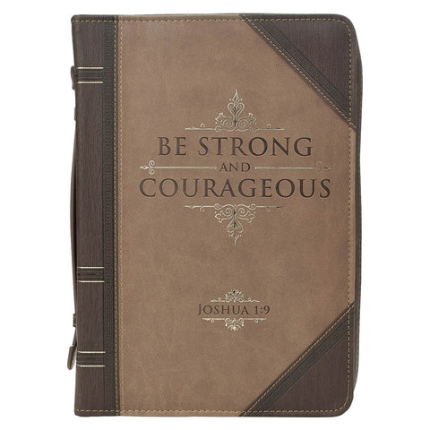 Be Strong and Courageous Portfolio Design Faux Leather Classic Bible Cover - Joshua 1:9