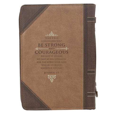 Be Strong and Courageous Portfolio Design Faux Leather Classic Bible Cover - Joshua 1:9