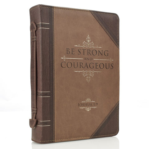 Be Strong and Courageous Portfolio Design Faux Leather Classic Bible Cover - Joshua 1:9