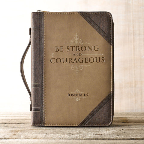 Be Strong and Courageous Portfolio Design Faux Leather Classic Bible Cover - Joshua 1:9