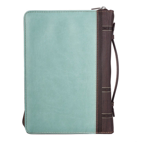 Blessed Light Blue Faux Leather Fashion Bible Cover - Luke 1:45