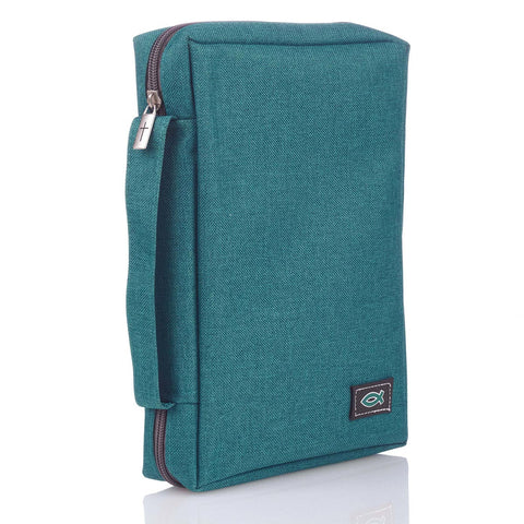Teal Poly-Canvas Value Bible Cover with Fish Badge