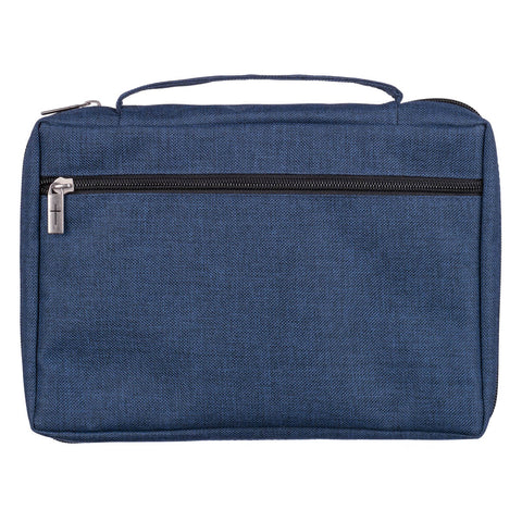 Blue Poly-Canvas Value Bible Cover with Ichthus Patch