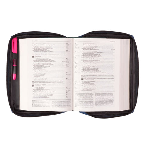 Blue Poly-Canvas Value Bible Cover with Ichthus Patch