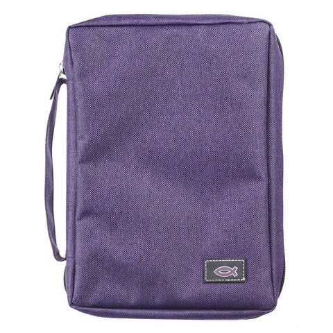 Purple Poly-Canvas Value Bible Cover with Fish Badge