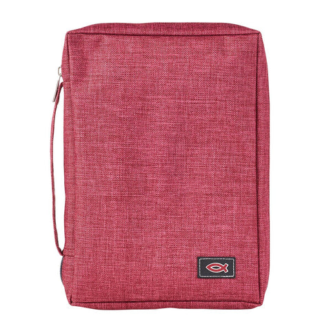 Burgundy Poly-Canvas Value Bible Cover with Ichthus Patch