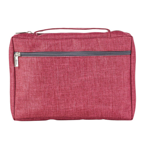 Burgundy Poly-Canvas Value Bible Cover with Ichthus Patch