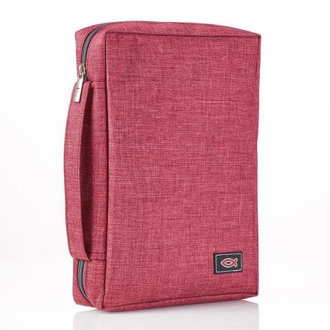 Burgundy Poly-Canvas Value Bible Cover with Ichthus Patch