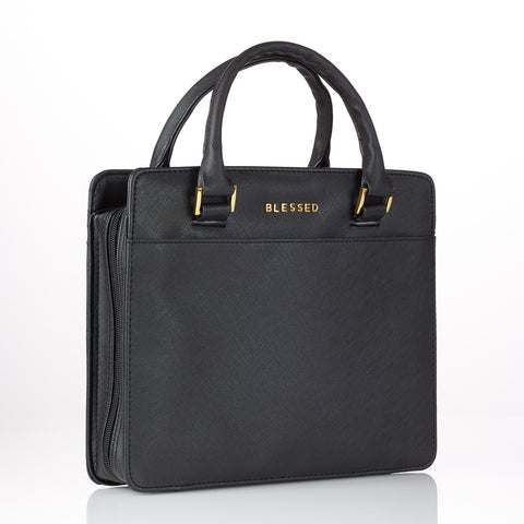 Blessed Black Purse-style Faux Leather Bible Cover