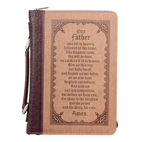 The Lord's Prayer Two-tone Brown Faux Leather Classic Bible Cover