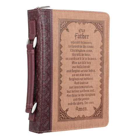 The Lord's Prayer Two-tone Brown Faux Leather Classic Bible Cover