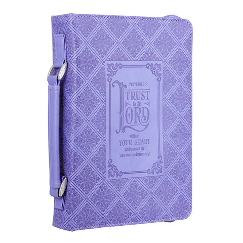 Trust in the Lord Purple Faux Leather Classic Bible Cover - Proverbs 3:5