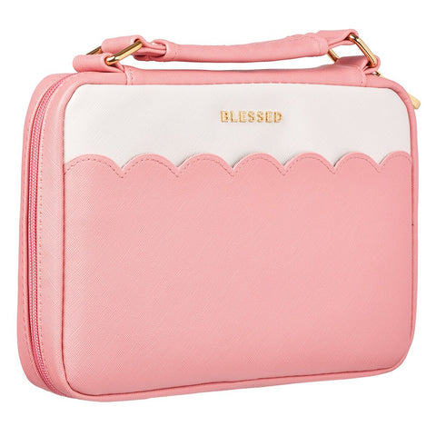 Blessed Pink Scalloped Faux Leather Fashion Bible Cover