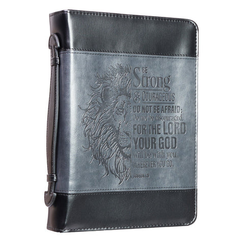 Be Strong Lion Two-Tone Classic Bible Cover - Joshua 1:9