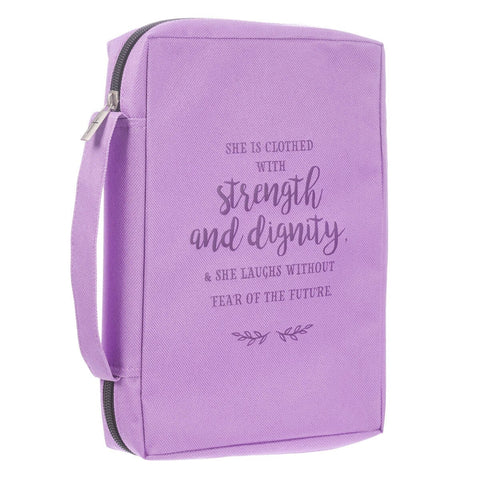 Strength and Dignity Lavender Poly-Canvas Bible Cover - Proverbs 31:25